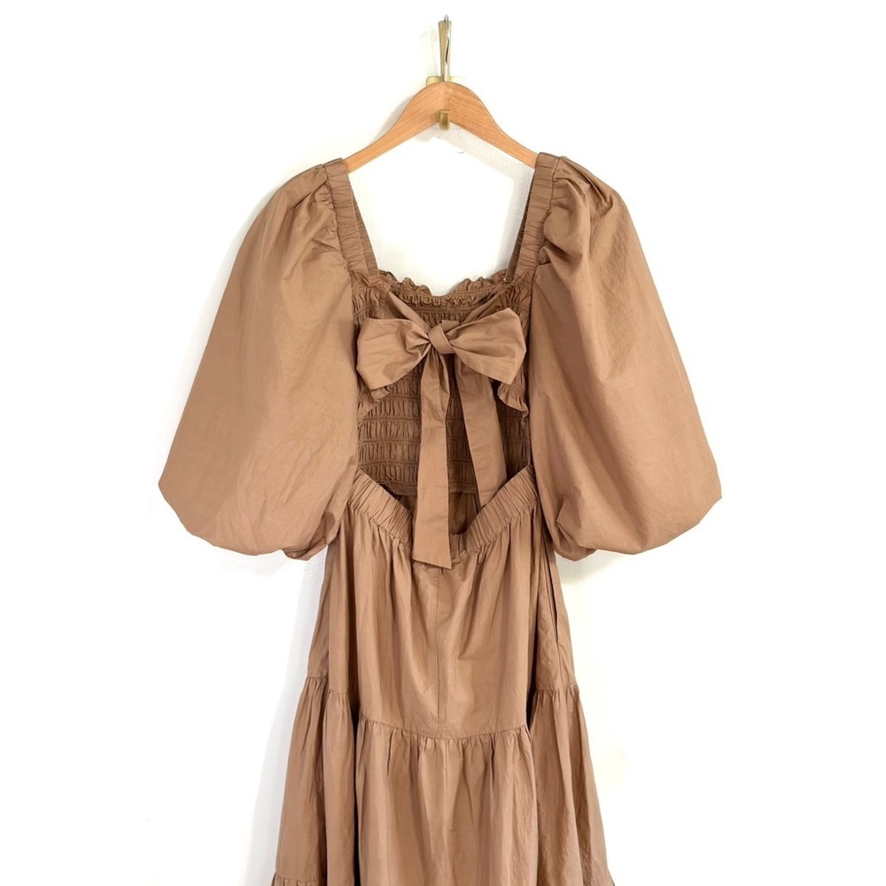 NWT SEA New York Midi Smocked Puff-Sleeve Claudine Dress - Picture 5 of 7